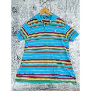Vtg Polo Ralph Lauren Men XL‎ Multicolor Stripe Polo Y2K Retro Prep Ivy League